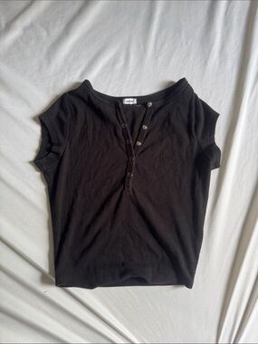 GARAGE Ribbed Cap Sleeve Henley
